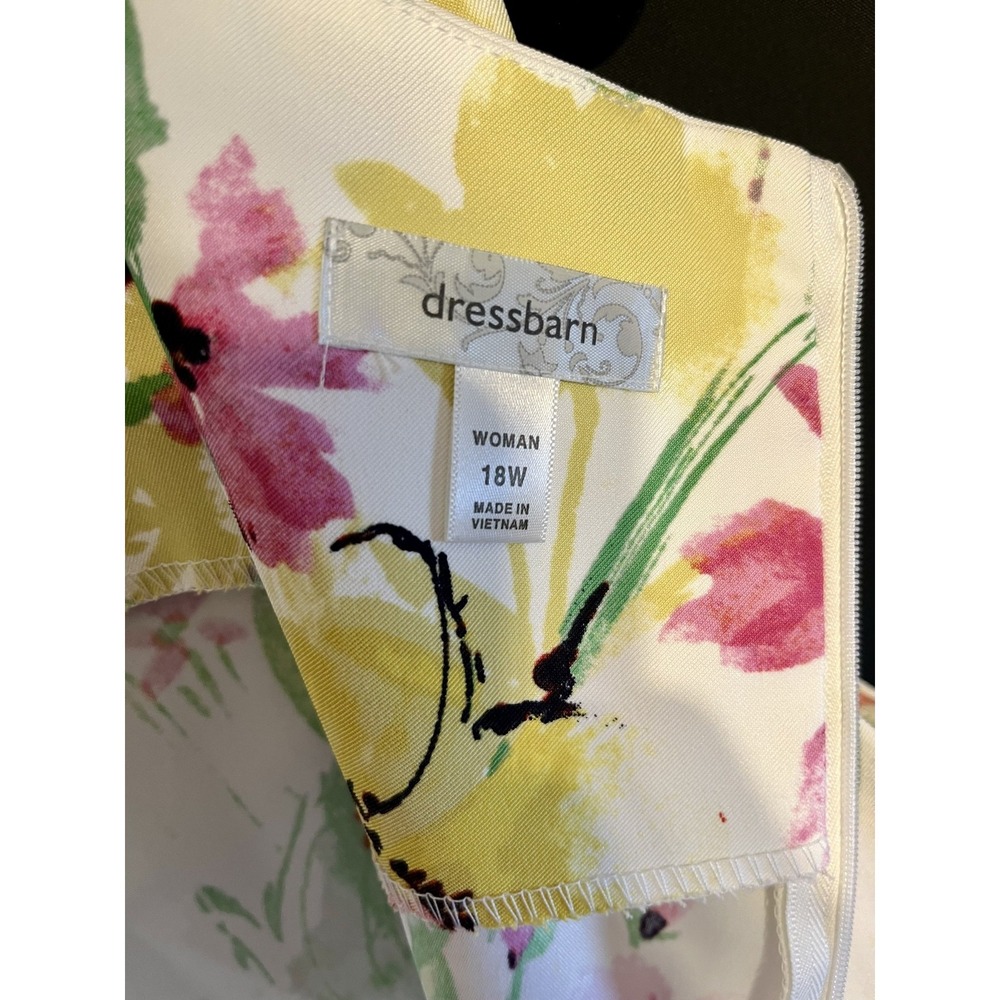 Dressbarn Dress Womens 18W White Multicolor Floral Sleeveless Shift Knee Length - Picture 5 of 8